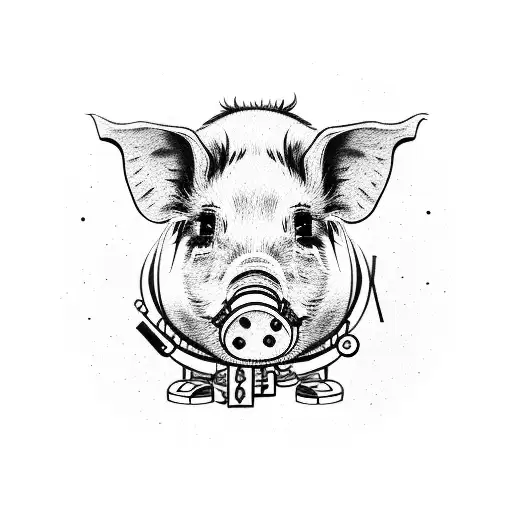Pig on a weight scale  tattoo design idea