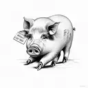 Pig weighing in scale  tattoo design idea