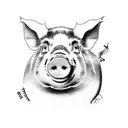 Pig weighing in scale  tattoo design idea