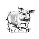 Pig weighing in scale  tattoo design idea