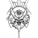 Imperial aquila in the style of Warhammer 40,000, small size tattoo design idea