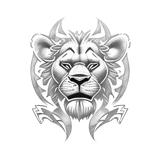 Simba con un balón de rugby tattoo design idea