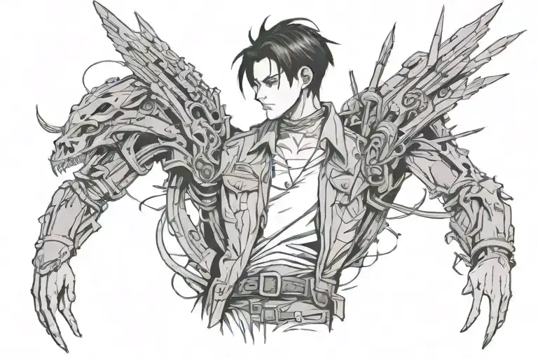 Levi ackerman goodbye tattoo design idea