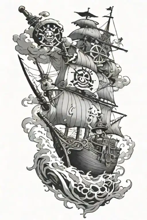 One piece thousand sunny going merry zoro luffy tattoo design idea