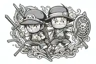 One piece chibi zoro luffy tattoo design idea