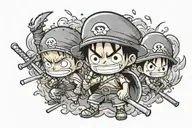 One piece chibi zoro luffy tattoo design idea