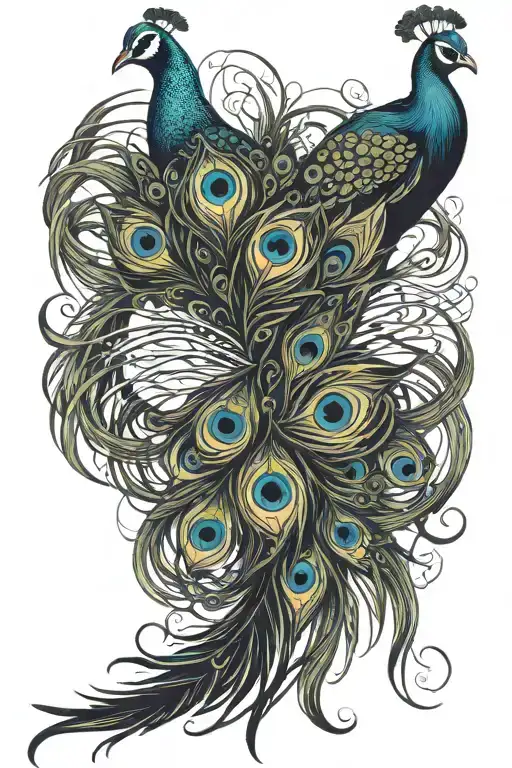 Peacock feather intertwined tattoo design idea