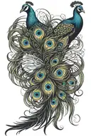 Peacock feather intertwined tattoo design idea