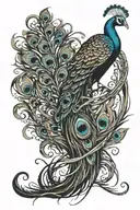 Peacock feather intertwined tattoo design idea