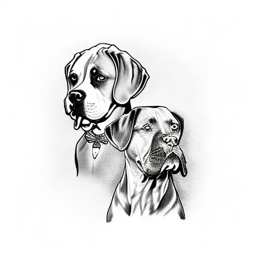 two dogs. One American staffordshire terrier with one labrador Retriever  tattoo design idea