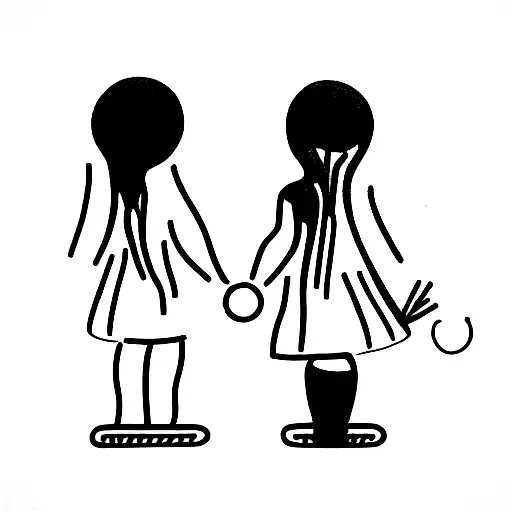 2 children with flashlight in dark hall tattoo design idea