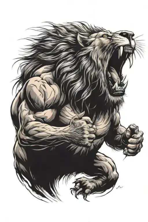 angry lion who is ripping open his jacket and has the logo of sk beveren on his chest tattoo design idea