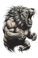 angry lion who is ripping open his jacket and has the logo of sk beveren on his chest tattoo design idea
