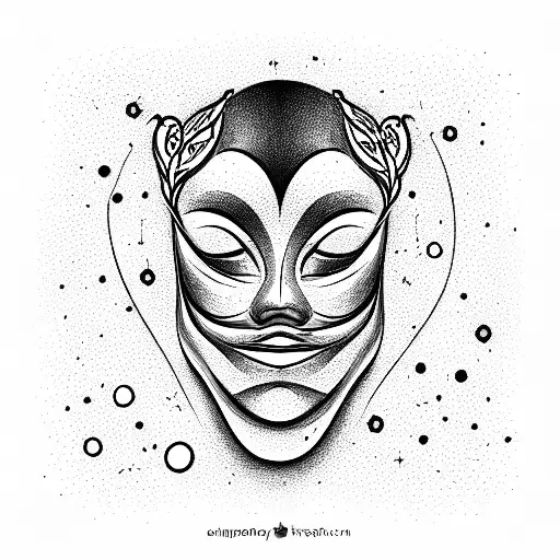 2 masks one with a smile, the other without a smile tattoo design idea