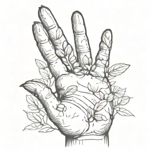 an open palm with 3 little almonds tattoo design idea