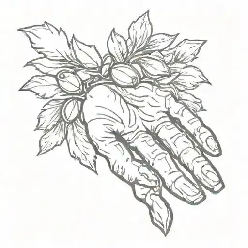 an open palm with 3 little almonds tattoo design idea