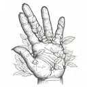 an open palm with 3 little almonds tattoo design idea