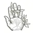 an open palm with 3 little almonds tattoo design idea
