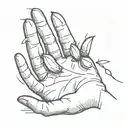 an open palm with 3 little almonds tattoo design idea