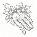 an open palm with 3 little almonds tattoo design idea