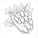 an open palm with 3 little almonds tattoo design idea
