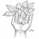 an open palm with 3 little almonds tattoo design idea