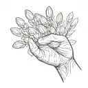 an open palm with 3 little almonds tattoo design idea