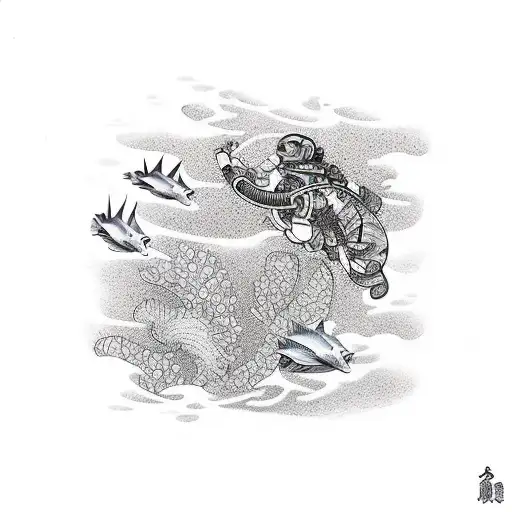scuba diver tattoo design idea