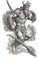 Poseidon holding a trident tattoo design idea