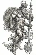 Poseidon holding a trident tattoo design idea