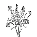 A scientific illustration of a lily of the valley flower in black and grey style tattoo design idea