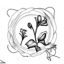 A scientific illustration of a lily of the valley flower in black and grey style tattoo design idea