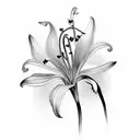A scientific illustration of a lily of the valley flower in black and grey style tattoo design idea