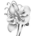 A scientific illustration of a lily of the valley flower in black and grey style tattoo design idea