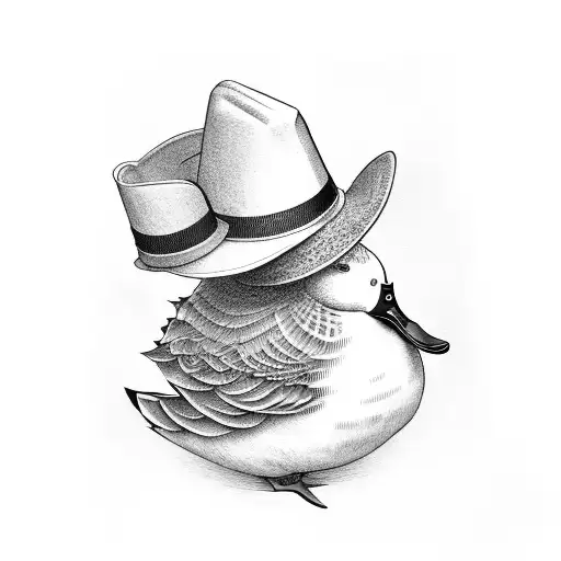 duck with hat and smoking tattoo design idea