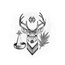 Deer hunting, nature, compass, adventure, travel tattoo design idea
