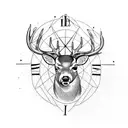 Deer hunting, nature, compass, adventure, travel tattoo design idea
