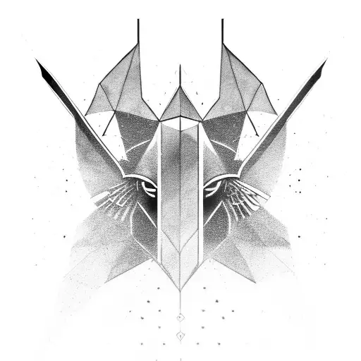 A geometric representation of the Assassin's Creed logo with an eagle silhouette tattoo design idea