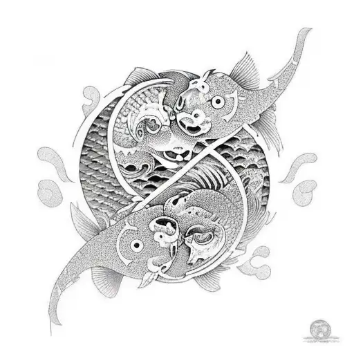  koi fish in the form of yin yang tattoo design idea