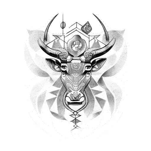 Signos del zodiaco Aries, Tauro y Virgo en forma de animales y abrazándose tattoo design idea