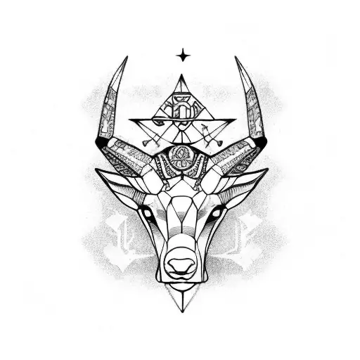 Signos del zodiaco Aries, Tauro y Virgo en forma de animales y abrazándose tattoo design idea