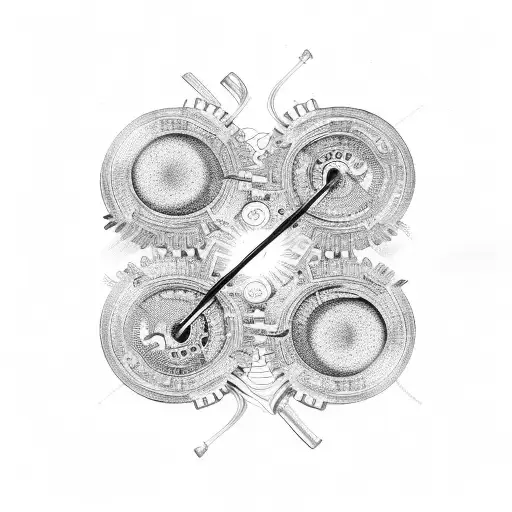 A music note intertwined with mechanical gears tattoo design idea