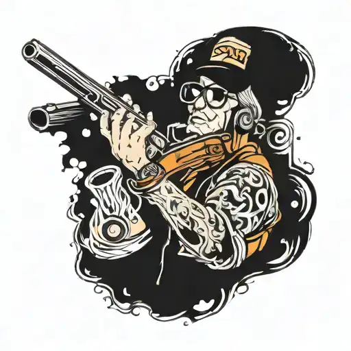 c, l, music, trap shooting  tattoo design idea