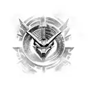 Combine the iconic Autobot logo with the Mortal Kombat dragon symbol in a fierce battle pose tattoo design idea