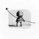 tiny people with theiw shadows being tied with black and red threads and strings tattoo design idea