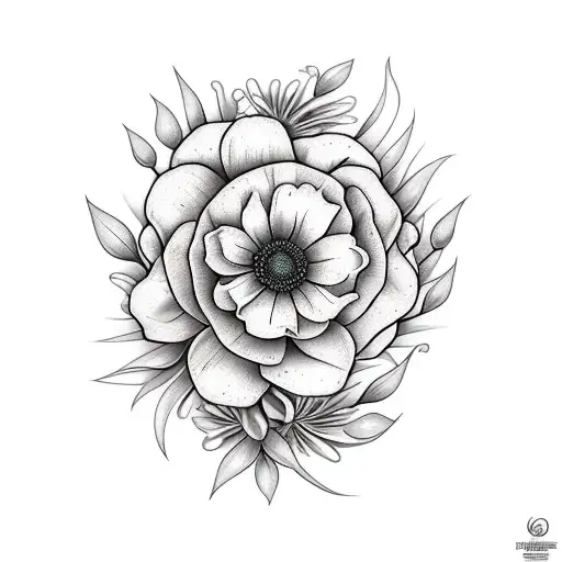 Realism Flowers On Fire Tattoo Idea