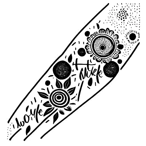 line of flowers with cursive writing saying "to jupiter and back" tattoo design idea