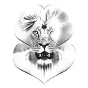 Buddha, Grenade heart, lone warrior with lion background  tattoo design idea