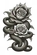 snake wrapping itself around a rose  tattoo design idea