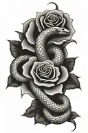 snake wrapping itself around a rose  tattoo design idea